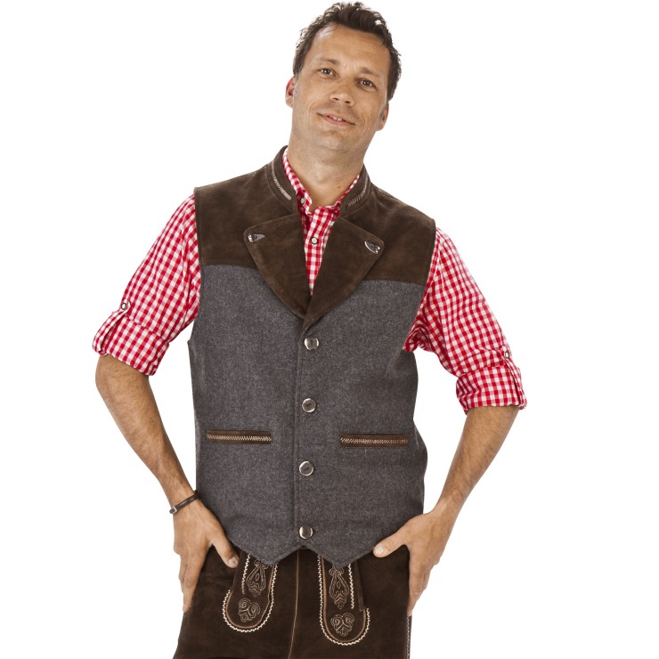 Gilet traditionnel laine & cuir